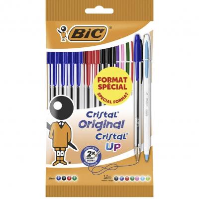 Pack Stylos Bic - 2 stylos 4 Colours « Original » & « Décor » rétractables  + 5 Cristal Original