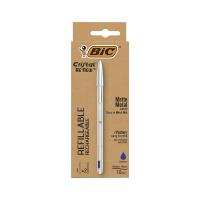 Bic997202 stylo bille metal bic cristal renew pointe moyenne bleu 2 recharges 1