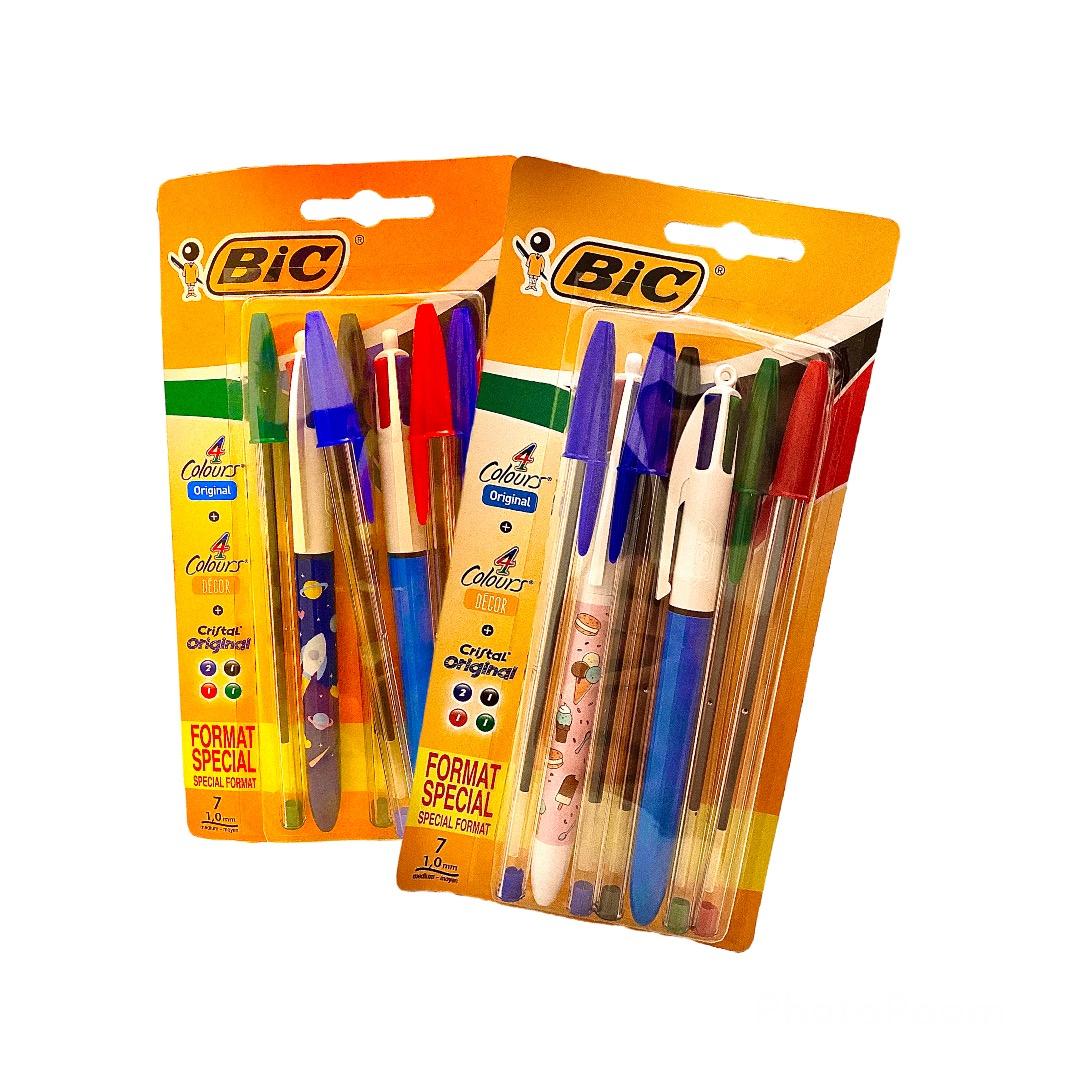 Pack stylos Bic Noël - 2 stylos 4 couleurs or et argent + 2 stylos cristal  or et argent (via 4,20€ sur carte fidélité) –