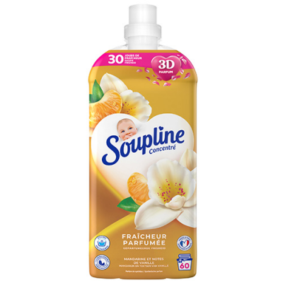 SOUPLINE - Concentré Coco et Fleurs Blanches - Bouteille en Plastique 100 %  Recyclé - Bidon 1,2 Litre : : Epicerie