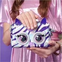 Purse pets metallique magic zebre compagnon interactif format sac a main animal interactif style metallique qui cligne des yeux sons et modes de jeu